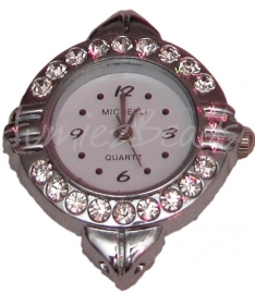 01499 Horloge bling Zilverkleurig/Chrystal 34mmx28mm 1 stuks