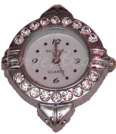 01499 Uhr bling Nickelfarbe / kristall 34mmx28mm 1 stück