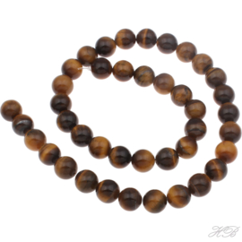 03392 Natuursteen streng (±38cm) Tiger eye Bruin 10mm; gat 1mm 1 streng