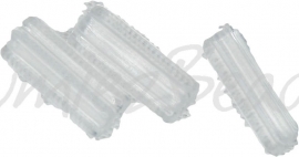 00867 Tsjechische glaskraal langwerpig zes hoekig Transparant 10mmx3,5mm; gat 1mm 11 stuks