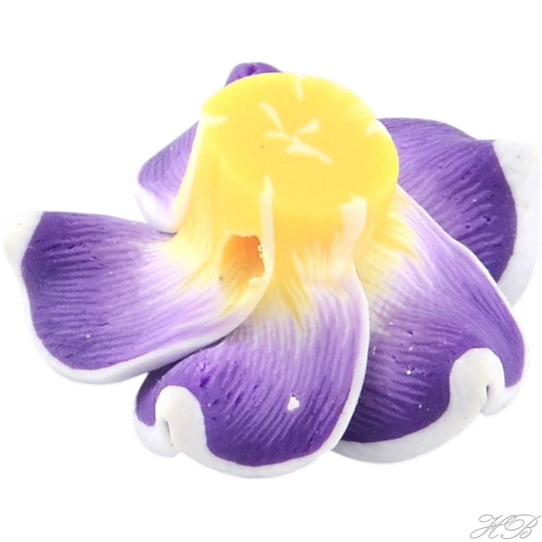 05411 Fimokraal Bloem Dark violet   15x8mm; gat 2mm 5 stuks