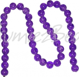 00604 Glasperlen​ crackle strang (±40cm) Violett 10mm; loch 1,5mm 1 strang