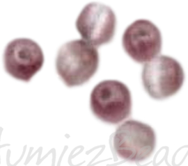 04224 Tijgeroog kraal Licht aubergine 4mm; gat 1mm ±25 stuks