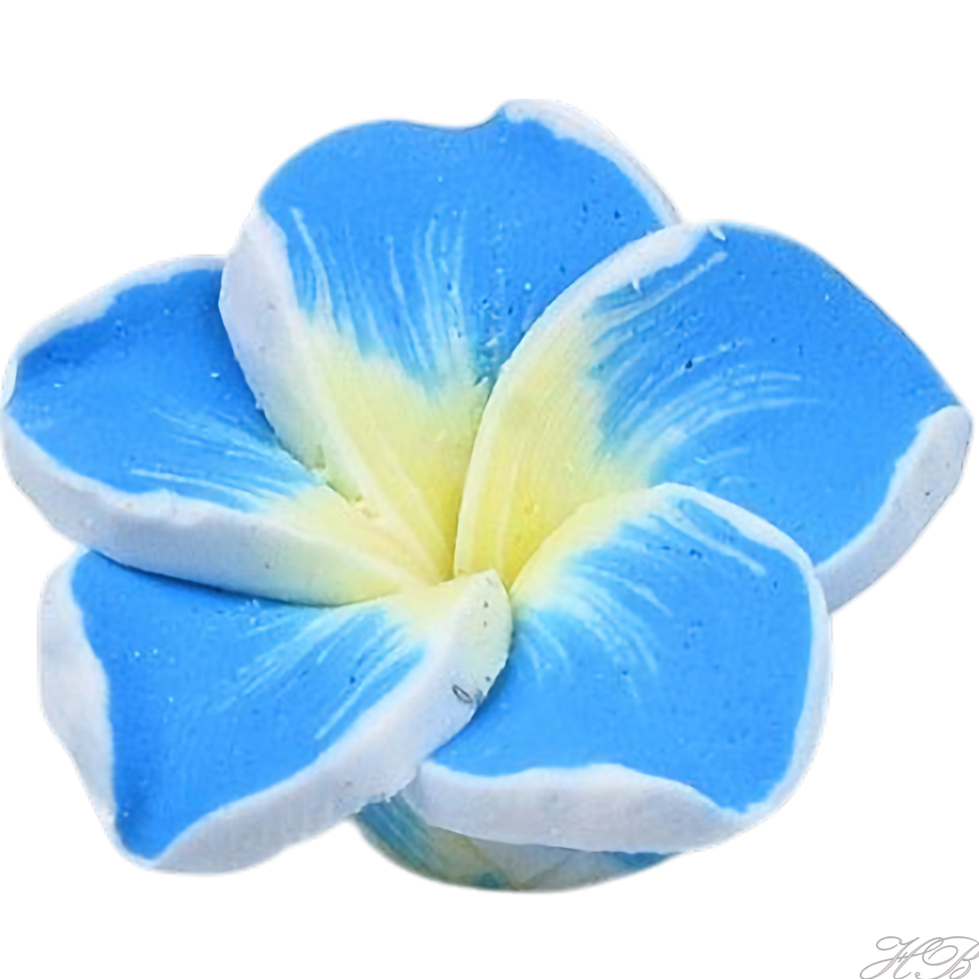 05409 Fimokraal Bloem Dodger blue   15x8mm; gat 2mm 5 stuks
