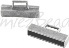 03857  Eindkap breed met oog  Antiek zilver (Nikkelvrij) 14mmx29mmx6mm; gat 9mmx26mmx4mm 3 stuks