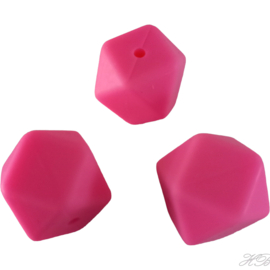 03009 Siliconenkraal Hexagon Hard roze 17mm; gat 2mm 3 stuks