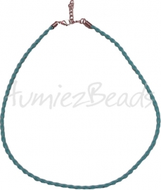 LKG-0005 Ketting gevlochten Blauw 3mm; 43cm 1 stuks