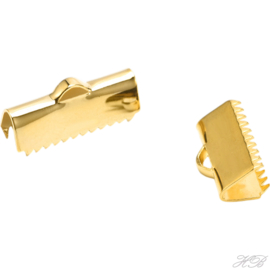 05574 Bandklem (304 stainless steel) Goudkleurig 13x8mm; gat 1,5mm 3 stuks