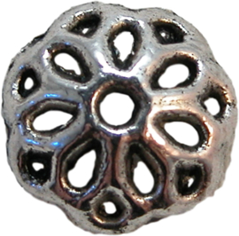 01256 Kralenkap vergiet Antiek zilver (nikkelvrij) 4mmx10mm 7 stuks