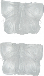00769 Tsjechische glaskraal vlinder transparant 11mmx14mmx5mm; gat 1mm van boven naar beneden 5 stuks