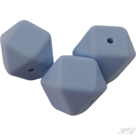 04818 Siliconenkraal Hexagon Licht blauw 17mm; gat 2mm 3 stuks