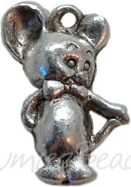 00444 Bedel muis Antiek zilver (Nikkelvrij)