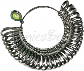 G-0017 Ringenbos voor ringmaat (33ringen aan een bos) Metaalkleurig 12,5mm tot 23,8mm