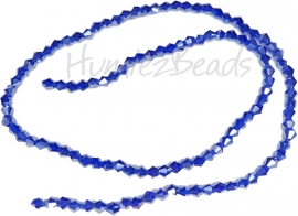 04003 Glaskraal Bicone streng ±25cm dark blue 4mm  1 streng