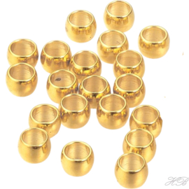 04884 Spacer glad Goudkleurig (304 stainless steel) 2x1mm; gat 1mm ±20 stuks