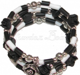 122 Spiralfeder armband Schwarz Weiß