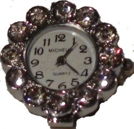 01888 Horloge bling Metaalkleurig/Chrystal  1 stuks