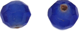 00138 Glasperlen Facet geslepen met witte kern Transparent Blau 8mmx9mm; loch 1mm  4 Stück