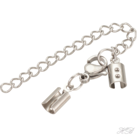 03786 Verlengketting met eindkap (304 stainless steel) Metaalkleurig 35mm 3 stuks