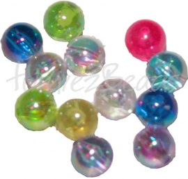 01585 Acryl perle Transparent Mix color AB 12mm; loch 2mm 10gramm