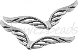 00865  Spacer vleugel  Antiek zilver (Nikkel vrij)  41mmx12mm 5 stuks