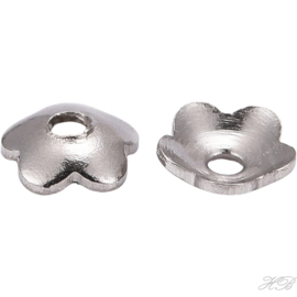 04994 Kralenkap 5 blads (316 stainless steel) Metaalkleurig 4x1mm; gat 1mm ±16 Stuks