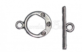 01126 Knebelverschluss tripple Antiksilber (Nickelfrei) 17mmx13mm 6 stück