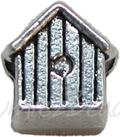 00482 Pandorastijl vogelhuisje Antiek zilver 10mmx10mm