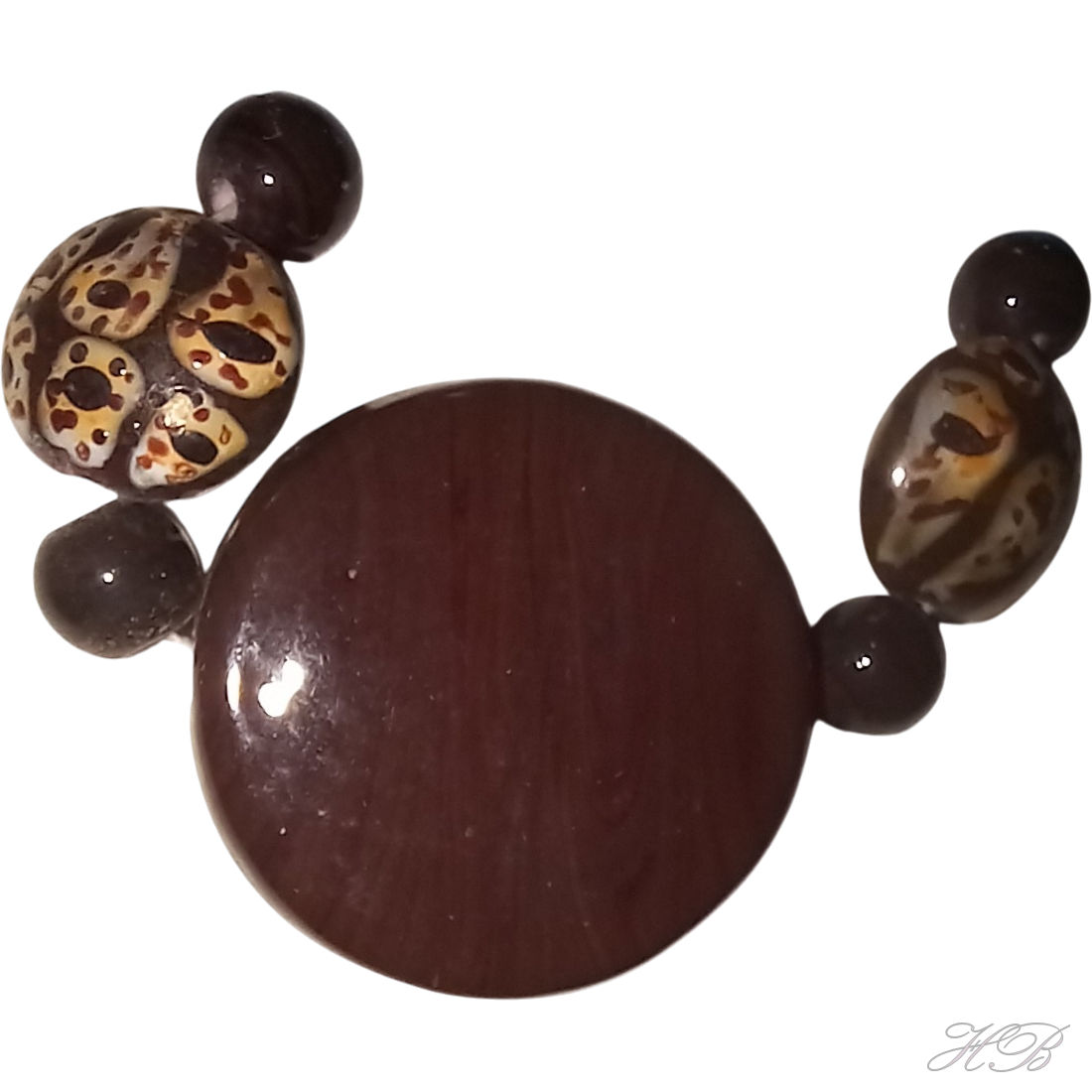 05347 Glaskraal mix handgeschilderd Zwart   25~2x6~2mm; gat 2~1mm 1 stuks