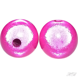 04702 Acryl kraal Miracle Fuchsia  12mm; gat 1mm 6 stuks