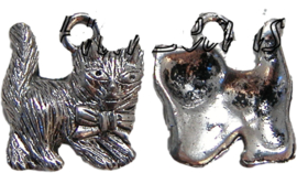 01715 Bedel kat Antiek zilver (Nikkelvrij) 13mmx12mm 7 stuks