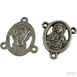 05059 Tussenstuk Religieus Antiek zilver (nikkelvrij) 18x15x2,5mm; gat 1,5mm 6 stuks