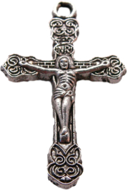 01067 Bedel Kruis Jezus Antiek zilver 34mmx20mm 3 stuks