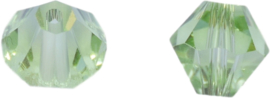 01775 Glaskraal Imitatie Swarovski 5301 bicone Peridot 8mm 6 stuks