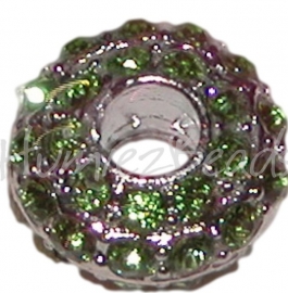 01202 Rondeau Rhinestone Nickelfarbe /Hell grün 8mmx16mm