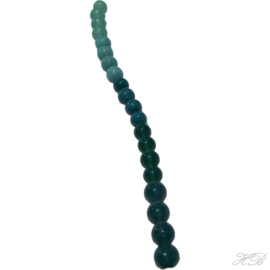01275 Glaskraal streng ±18cm Blauw/groen 10mm; gat 1,5mm 1 streng