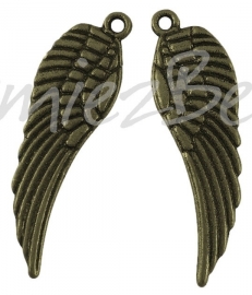 00244 Bedel vleugel Antiek brons (Nikkel vrij) 30mmx9mm 4 stuks