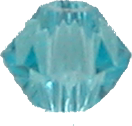 01768 Glaskraal Imitatie Swarovski 5301 bicone Aquamarine 3mm 15 stuks