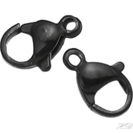 05613 Lobsterslot /karabijn Zwart (Stainless steel) 10mm 5 stuks