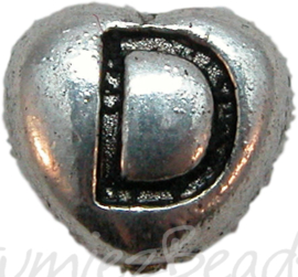 Mixed kraal hart antiek zilver 9mmx7mm 1209 stuks