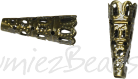 00563 Eindkap filigraan Antiek brons (Nikkelvrij) 22mmx9mm; gat 3mm 11 stuks