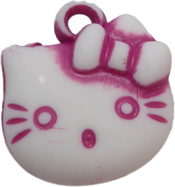 01964 Bedel Hello Kitty acryl Fuchsia/wit 20mmx18mm 1 stuks