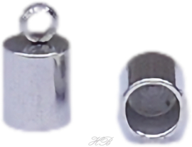 01751 Eindkap (304 Stainless steel) Metaalkleurig (stainless steel) 9x5mm; gat 4mm, oogje 2mm 5 stuks