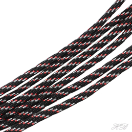 PARA-4077 Parakoord  Zwart/wit/rood 4mm ±6 meter