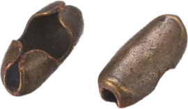 01594 Metaal klemmetje voor ball-chain  Antiek brons (Nikkelvrij) 5mmx2,5mmx2mm; voor 1,5mm ball chain 12 stuks