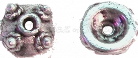 00394 Kralenkap dotjes Antiek zilver (Nikkel vrij) 3mmx8mm 15 stuks