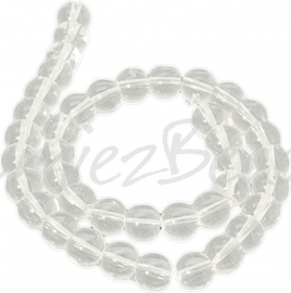 03906 Glaskraal rond streng (±30cm) Transparant 8mm; gat 1mm 1 streng