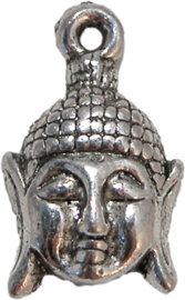 01933 Bedel boeddha hoofd Antiek zilver 20mmx12mm 3 stuks