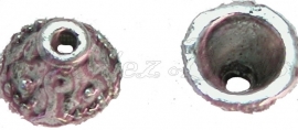 00679 Kralenkap bedrukt Antiek zilver (Nikkel vrij) 6mmx9mm 12 stuks