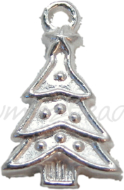 01677 Anhänger Kerstboom Silberfarbe (Nickelfrei) 22mmx14mm  4 Stück
